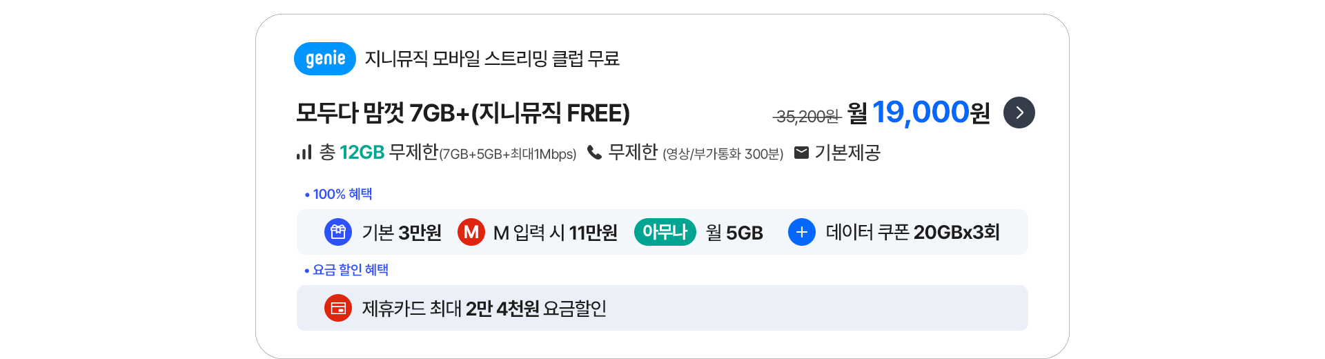 모두다 맘껏 7GB+(지니뮤직 FREE)