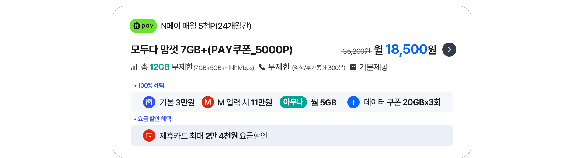 모두다 맘껏 7GB+(PAY쿠폰_5000P)