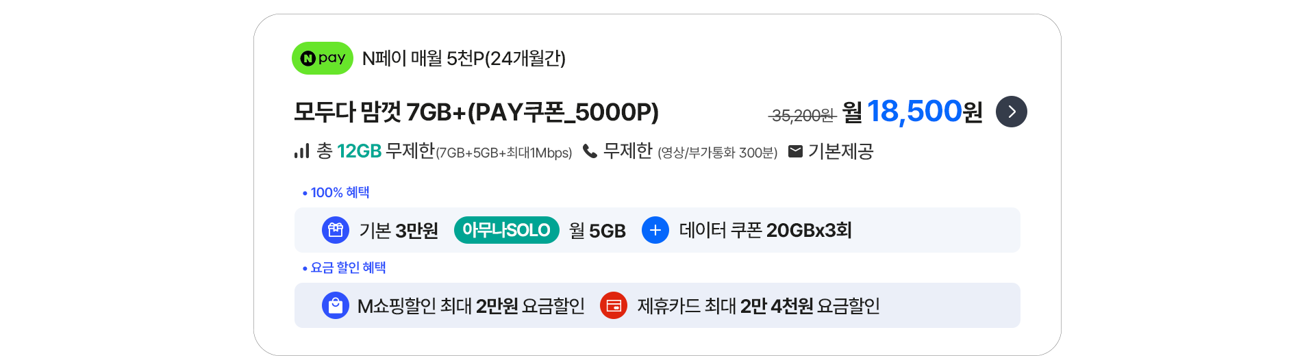 모두다 맘껏 7GB+(PAY쿠폰_5000P)