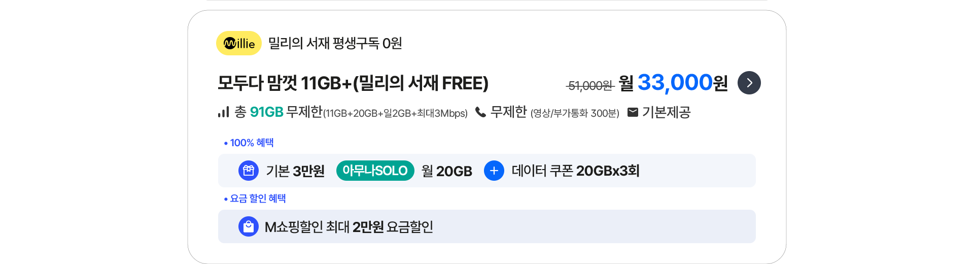 모두다 맘껏 11GB+(밀리의 서재 FREE)